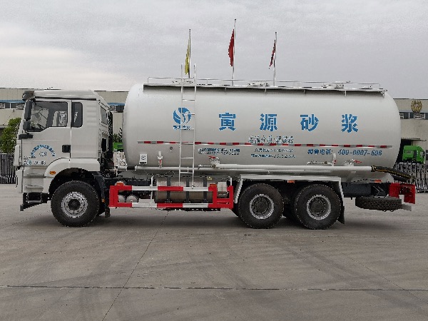 國內首款清潔能源LNG天然氣干混砂漿車(chē)/6x4陜汽德龍M3000國六排放干粉砂漿罐車(chē)