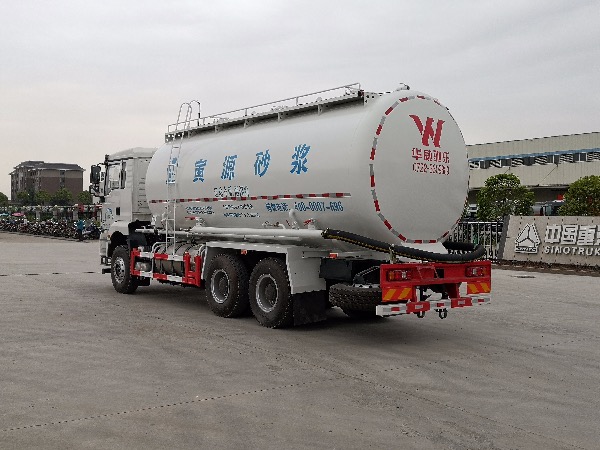 國內首款清潔能源LNG天然氣干混砂漿車(chē)/6x4陜汽德龍M3000國六排放干粉砂漿罐車(chē)
