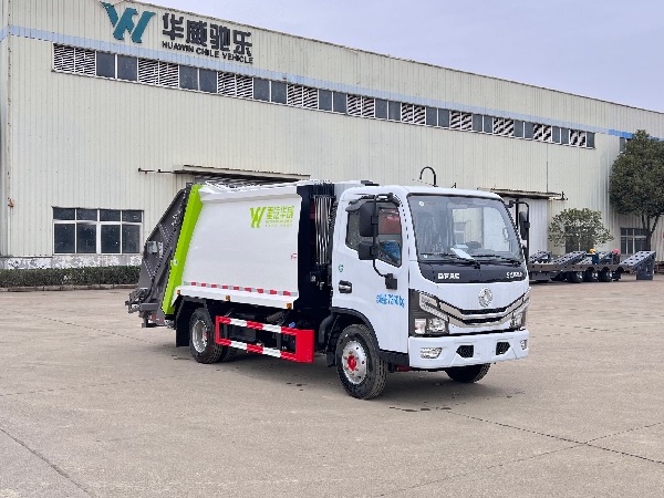 華威馳樂(lè )牌SGZ5070ZYSEQ6壓縮式垃圾車(chē)｜東風(fēng)多利卡D6系列6立方壓縮式垃圾車(chē)｜掛桶式垃圾車(chē)